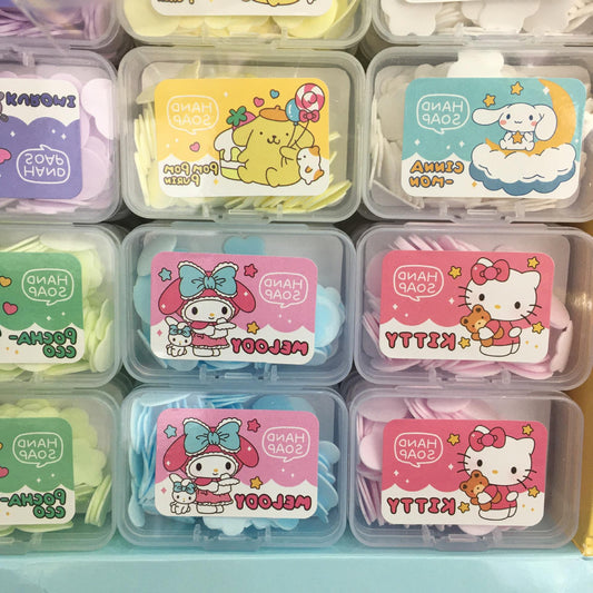 Anime Sanrio Family Kuromi Jade Gui Dog Melody K/T Cat Disposable Hand Wash Tablets Fragrant Hand Punch Tablets