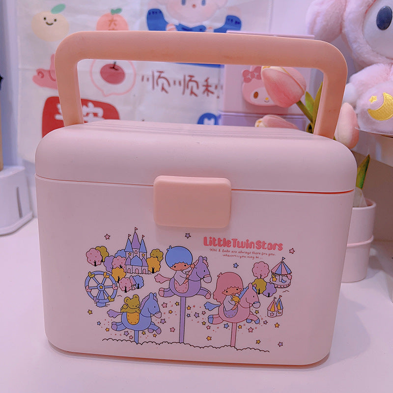 Cartoon medicine box, household multi-layer portable storage box, Yugui Gou Melody, household classification small medicine box