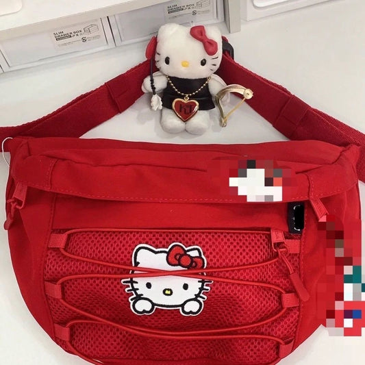 【B-0043】Sweet Cool Crossbody Bag Summer Casual Shoulder Bag New Waist Bag Women's Trendy ins Dumpling Bag Red Kitty Chest Bag