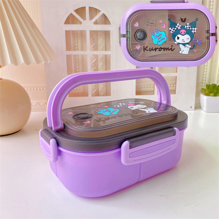 【BT-0002】Japanese cute girly heart double-layer kulomi handheld lunch box, bento box, portable divider, sealed fresh-keeping box, lunch box