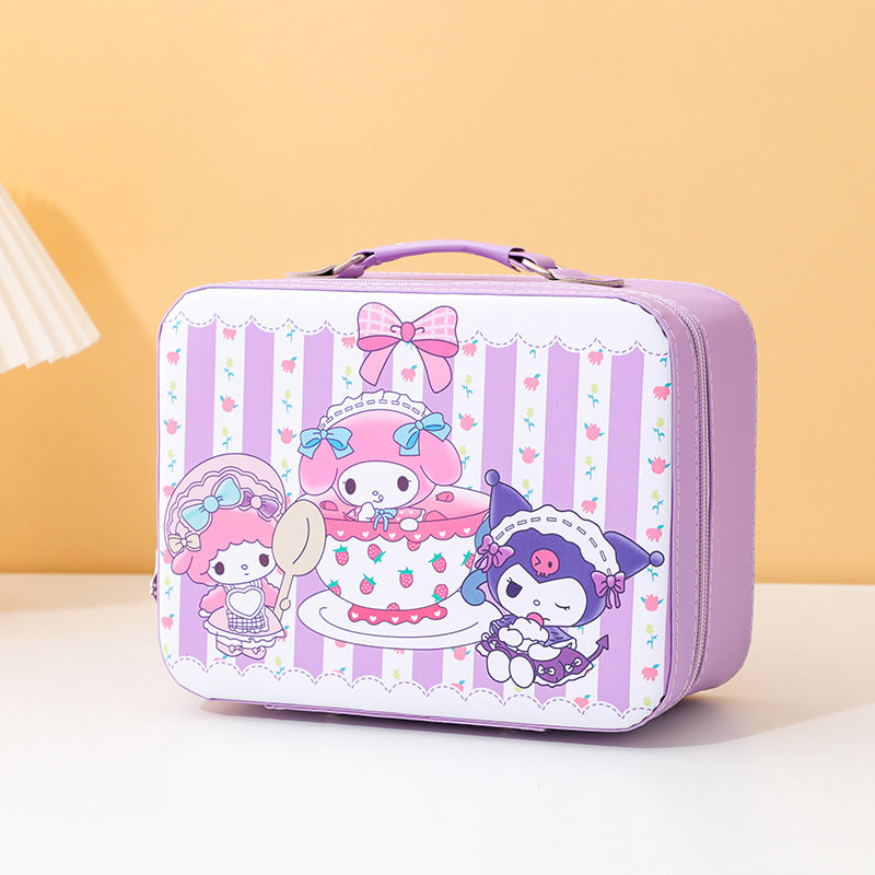 Cute Cartoon Kuromi Makeup Bag Large Capacity Portable Sanrio Makeup Box Colorful Makeup Guka Storage Box Wholesale