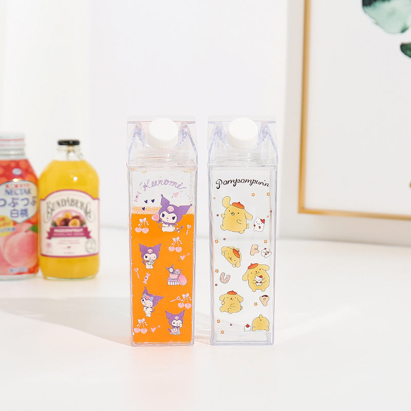 Japanese Kuromi Square Creative Milk Box Beverage Juice Split Bottle Large Capacity Iced Beverage Cup Water Cup