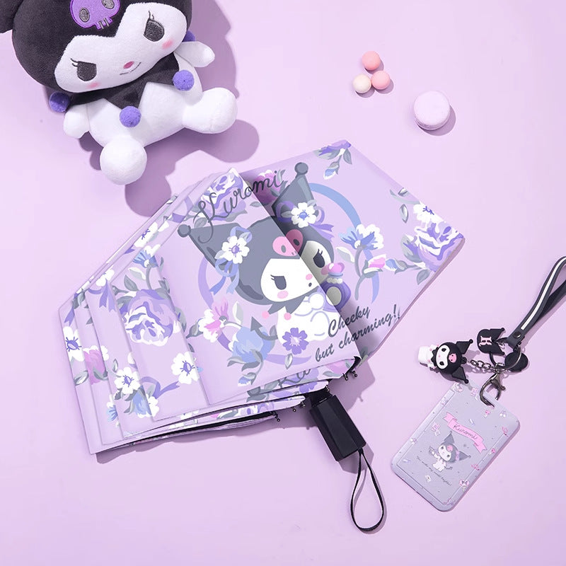 Violet Kuromi Cartoon Cute Umbrella for Rain and Clear Use, Girl's Heart Clear Umbrella for Sun Protection, UV Protection, and Sun Shading