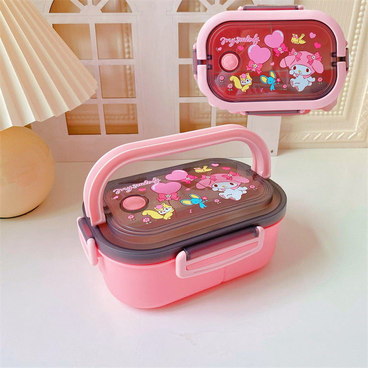 【BT-0002】Japanese cute girly heart double-layer kulomi handheld lunch box, bento box, portable divider, sealed fresh-keeping box, lunch box