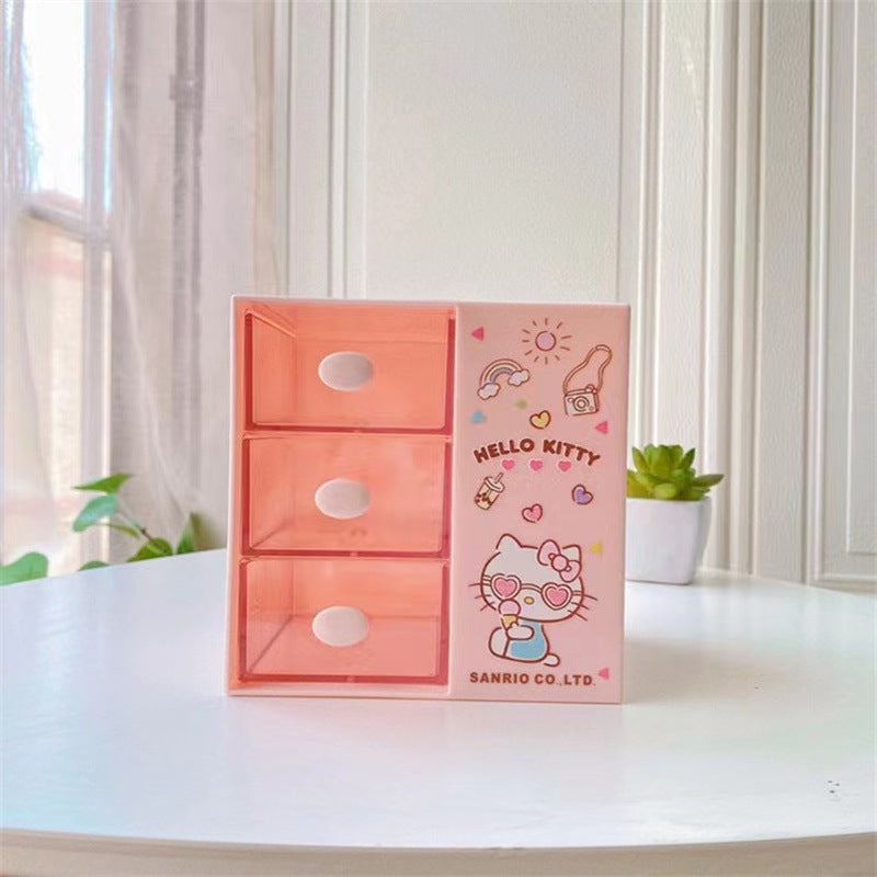 Japanese cute girl heart multi-compartment desktop storage box, student stationery, sundries, pen holder, jewelry storage drawer box