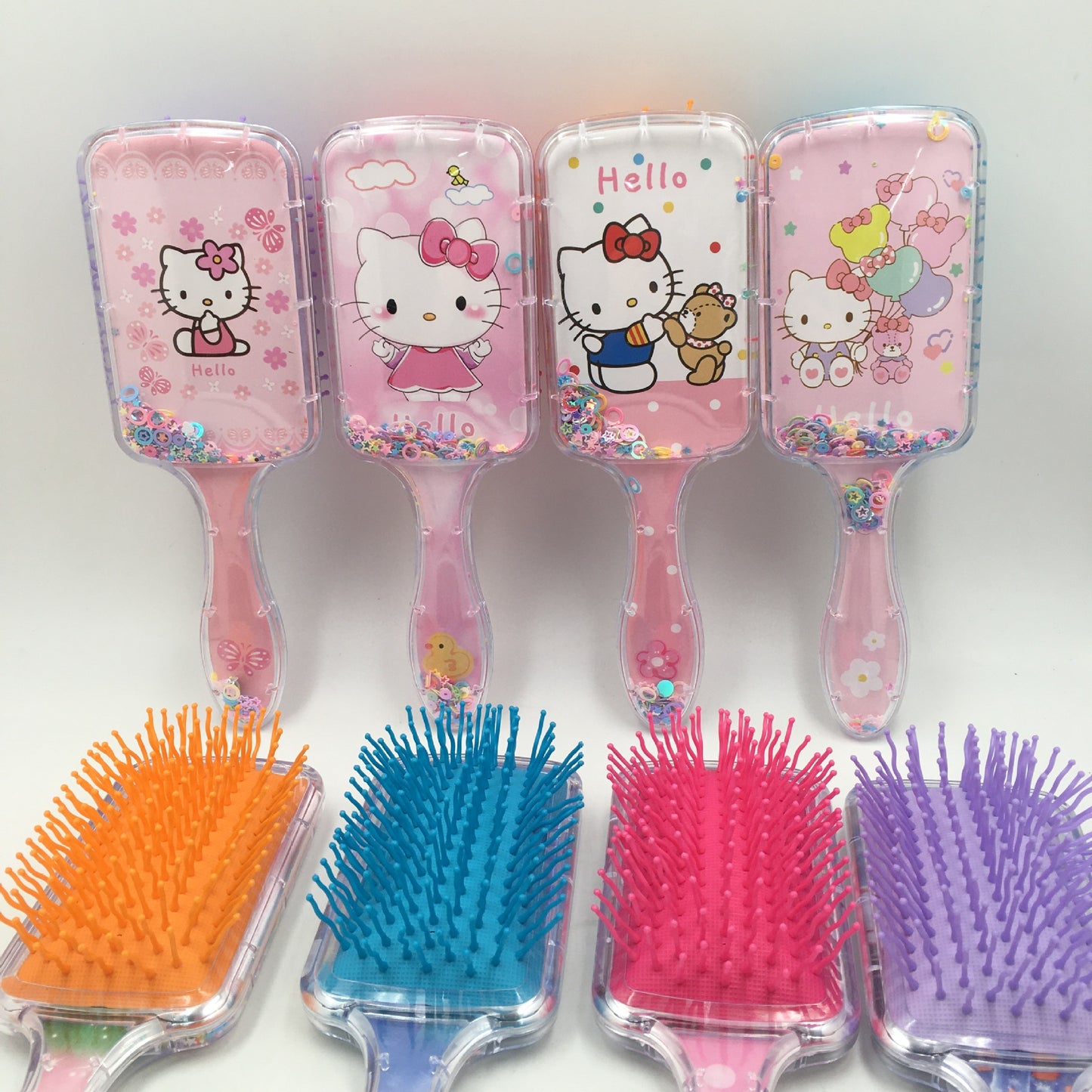 Cute Cat Square Shake Music Curly Hair Comb KT Cat Little Bear Cat Balloon Cat Sequin Air Cushion Hairdressing Comb