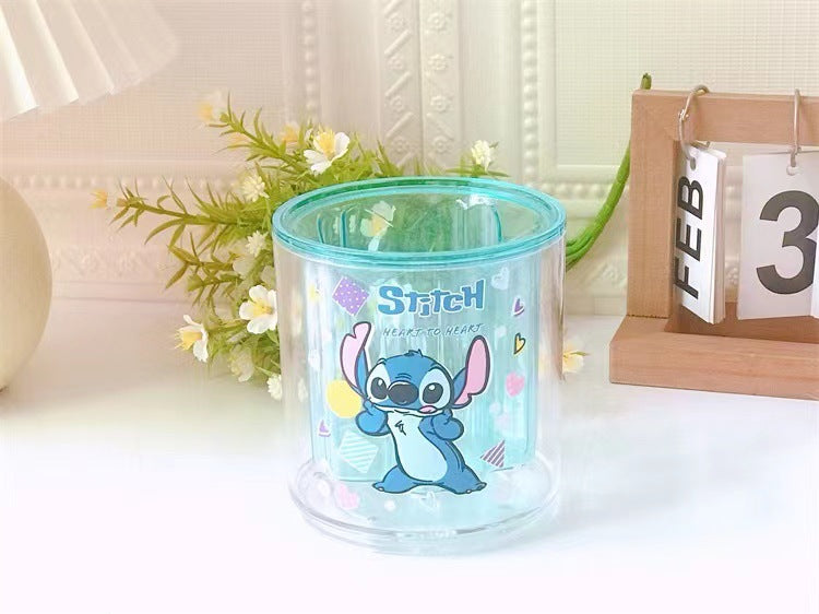 Creative cartoon round large-capacity rotatable pen holder cute Yugui dog student stationery sundries desktop storage container