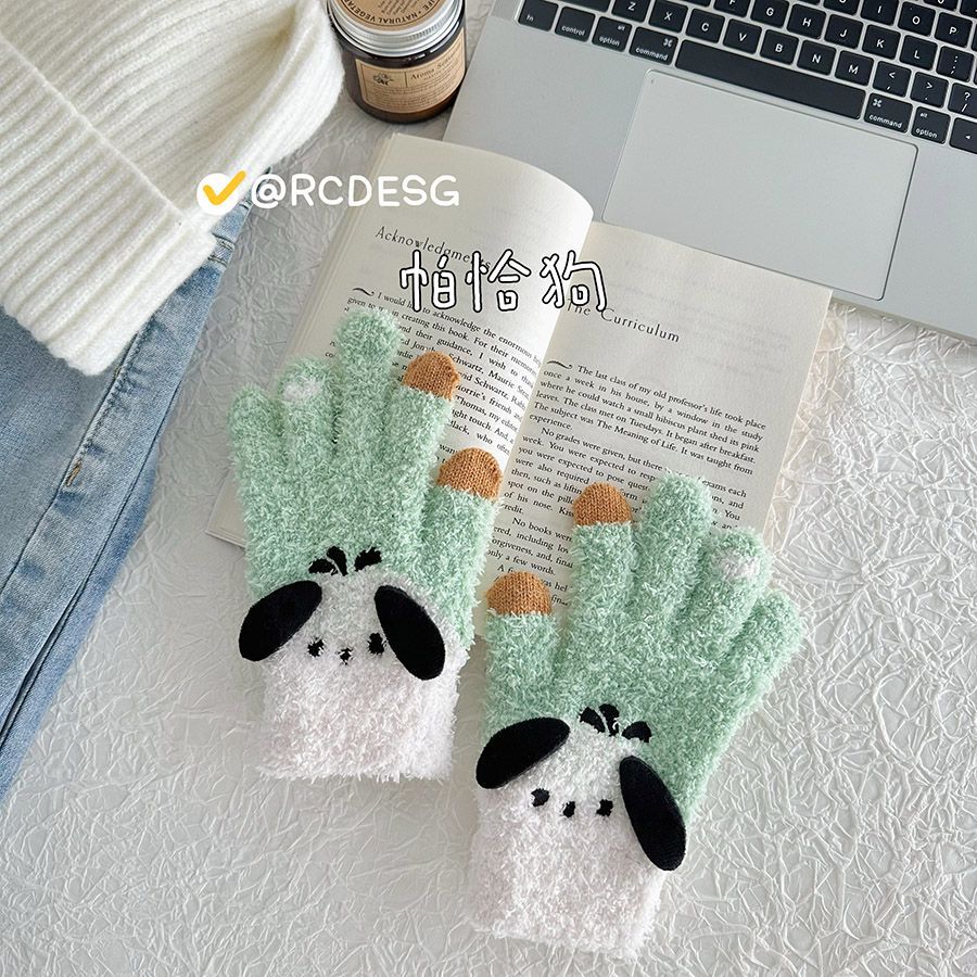 famous products with adult five-finger gloves cute wool warm Sanrio Kulomi Pochacco