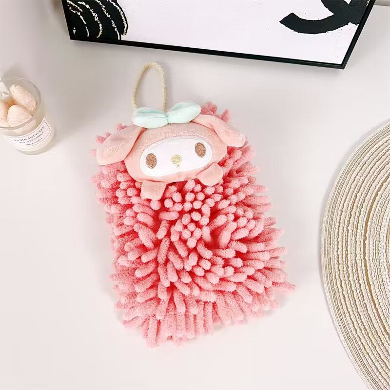 Cartoon chenille hand towel hanging anti-odor absorbent non-shedding hand cloth children's towel kitchen hand washing household