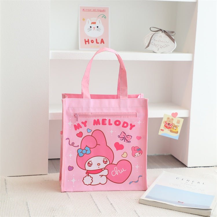 【B-0047】Cartoon cute girl heart ugly fish student tutorial bag portable study bag class textbook bag stationery handbag