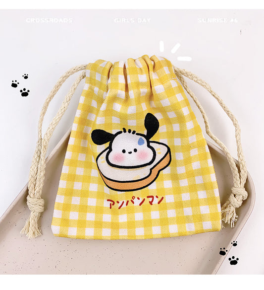 Cute Drawstring Bag Drawstring Cartoon Small Cloth Bag Student Storage Bag Cosmetic Bag Portable Wash Bag Canvas Bag Pouch