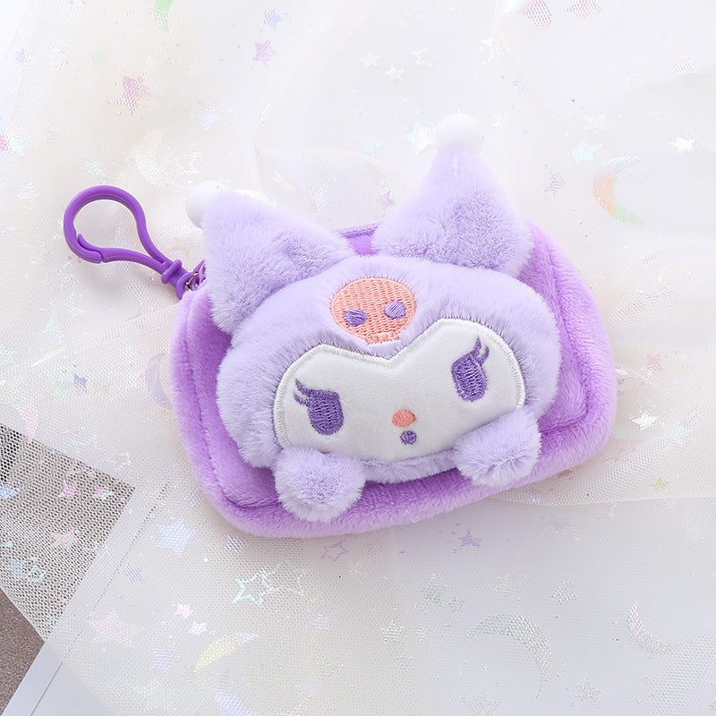 【W-0003】Cute square plush sanrio coin purse cartoon cinnamon dog keychain pendant lady's storage bag coin bag