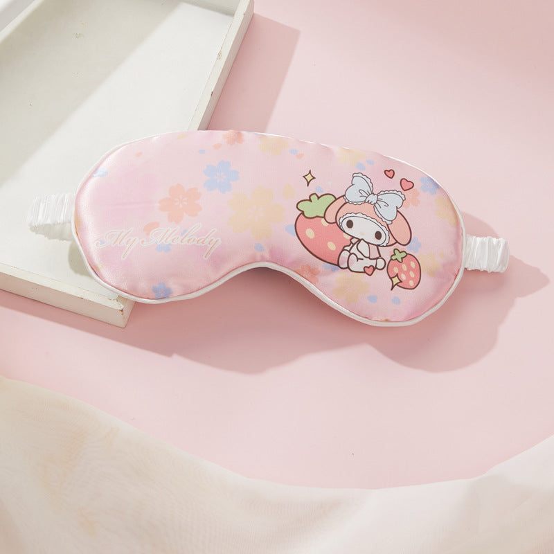 Double-sided silk eye mask lunch break shading cartoon cute strap travel eye protection breathable to relieve fatigue.