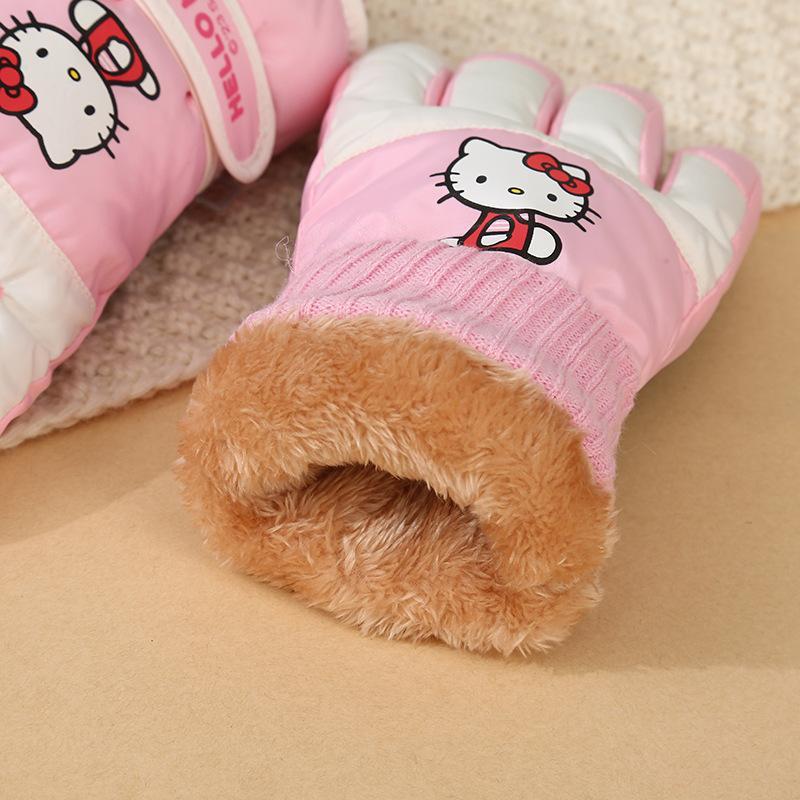 Sanrio family series windproof gloves for adults for adults with KT autumn and winter thickened cycling warm cotton gloves