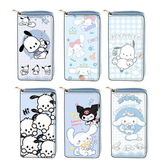 Cross-border anime big-eared dog PU long zipper wallet 0140 Sanrio wallet print to figure spot wholesale