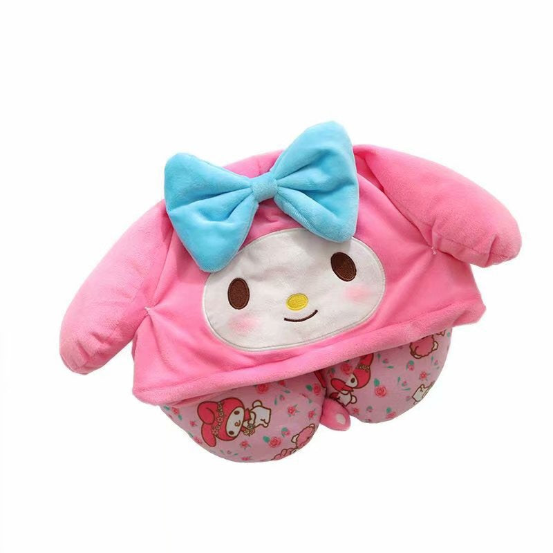 New Cartoon with Cap U-shaped Pillow PP Cotton U-Pillow Driving Portable Travel Pillow Office Nap Neck Protection Lying Pillow