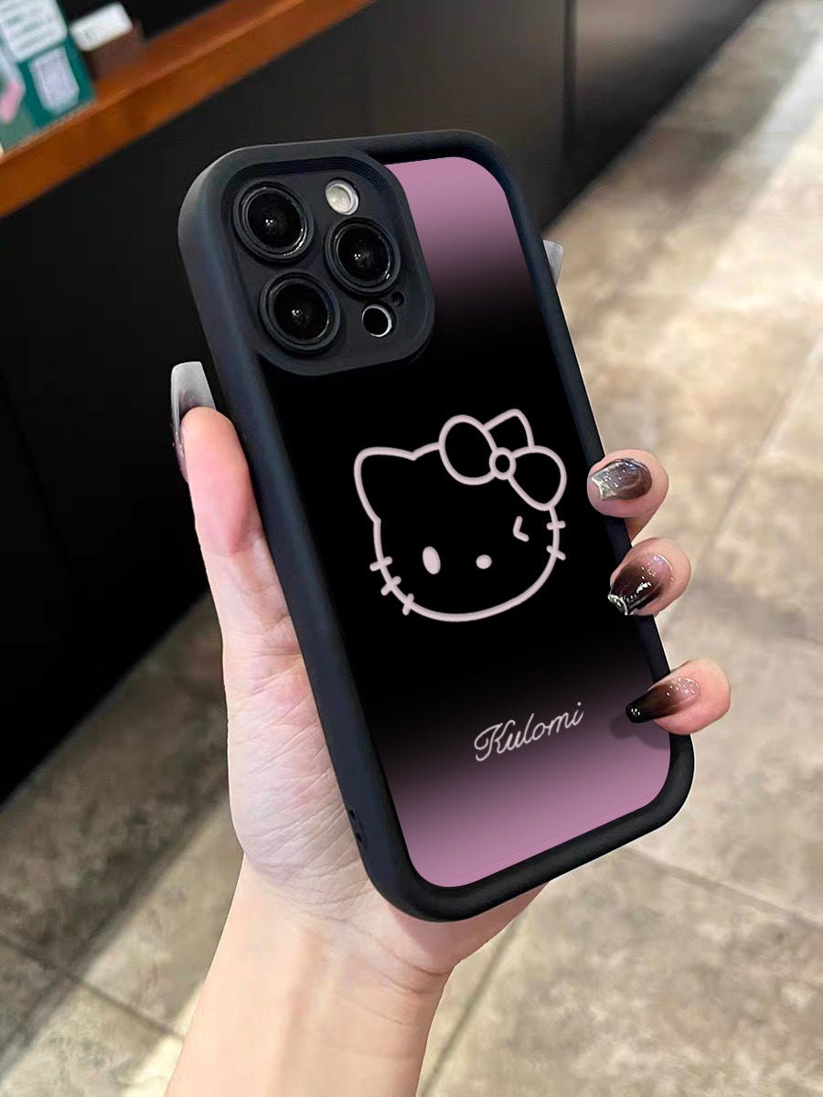 Dark Purple Kitty Premium Apple 14/xs Phone Case 13promax Silicone 11/12 Anti Drop xsmax Soft x