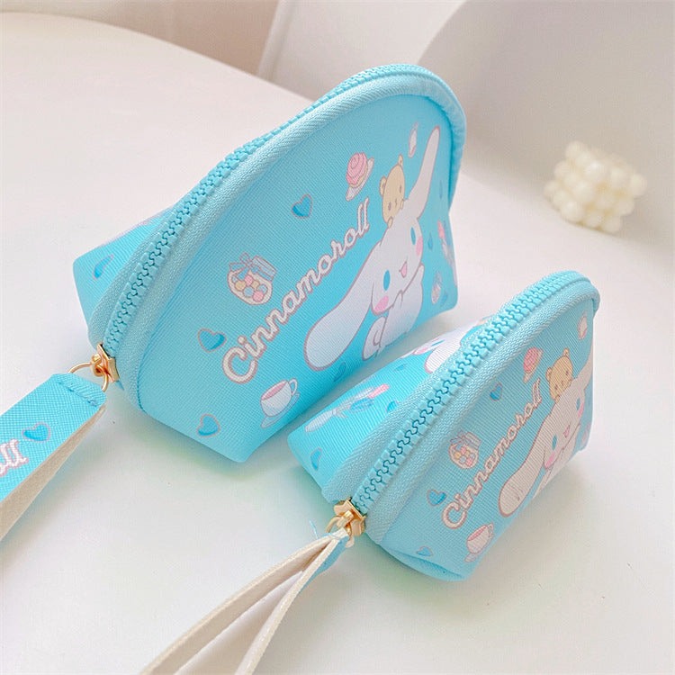 【B-0002】Japanese cartoon cute girl heart makeup bag storage two-piece set Change key storage bag ugly fish hand bag