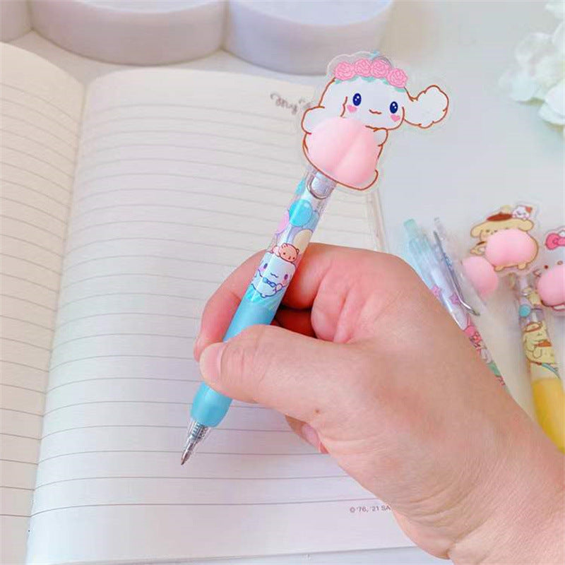 【P-0007】Cute Cartoon Collection Press Decompression Pen Kuromi Pinch Music Student Decompression Neutral Pen Office Signature Pen