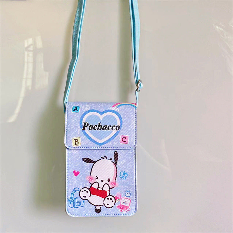 Japanese cute girl heart mobile phone bag portable outing kulomi mobile phone change key storage bag shoulder backpack