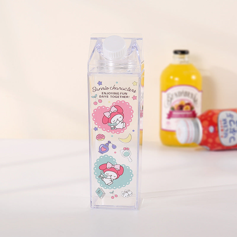 Japanese Kuromi Square Creative Milk Box Beverage Juice Split Bottle Large Capacity Iced Beverage Cup Water Cup