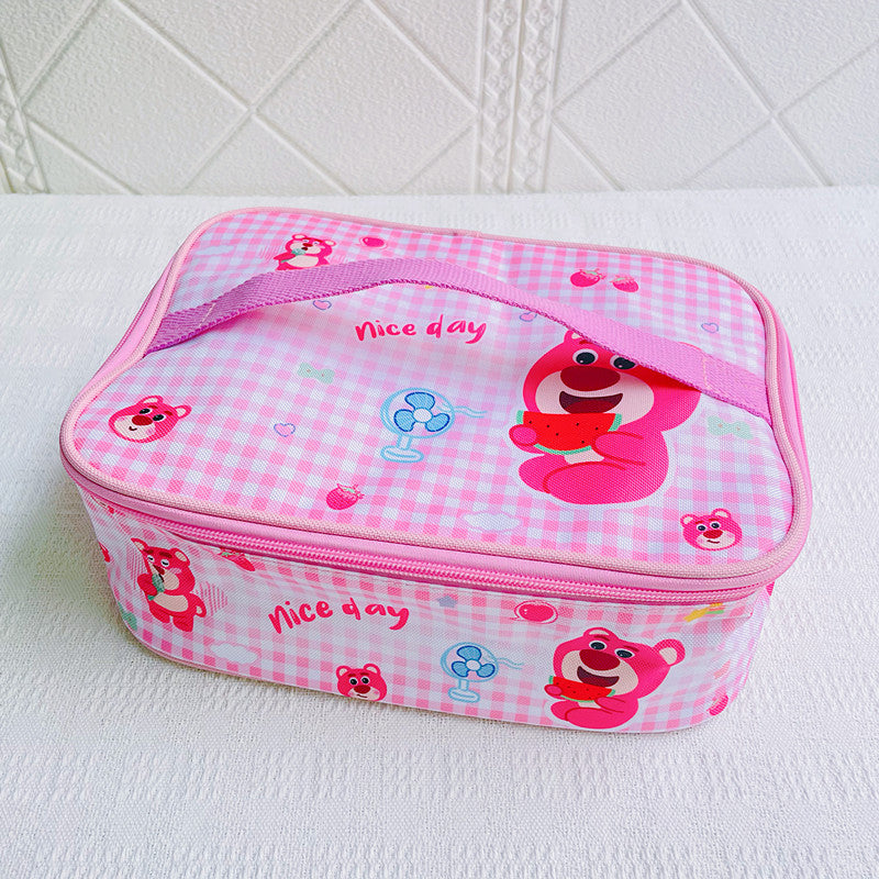 Japanese cute cartoon l student lunch box bag Large size lunch box insulation bag Corner biological large capacity storage bag