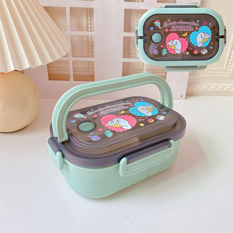 【BT-0002】Japanese cute girly heart double-layer kulomi handheld lunch box, bento box, portable divider, sealed fresh-keeping box, lunch box