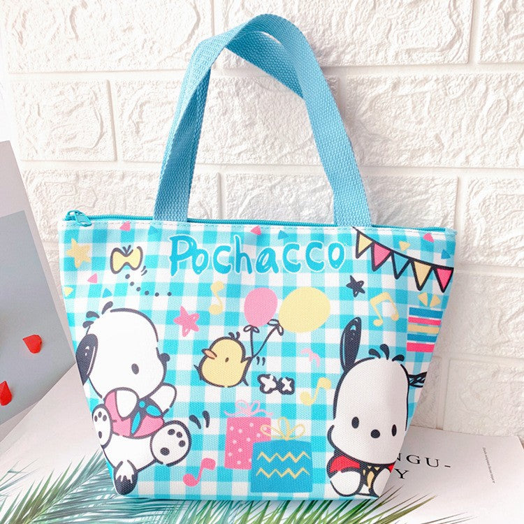 【BT-0010】New Japanese thermal insulation bag cute cartoon with meal portable canvas aluminum foil insulated lunch box bento bag cold bag