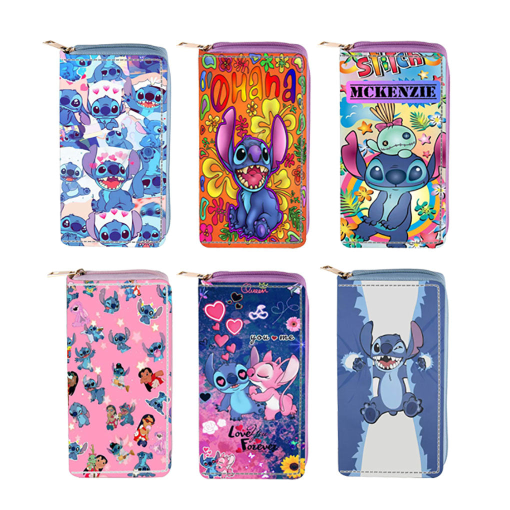 Cross border anime peripheral Stitch PU long zippered wallet 2069 Stitch wallet print