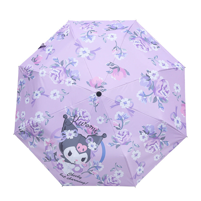 Violet Kuromi Cartoon Cute Umbrella for Rain and Clear Use, Girl's Heart Clear Umbrella for Sun Protection, UV Protection, and Sun Shading