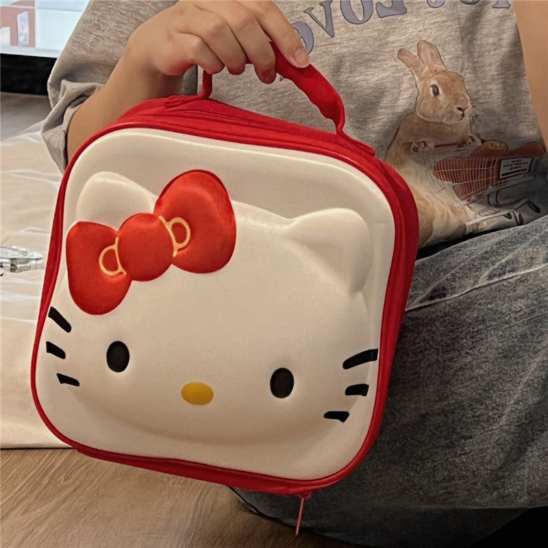 Cute cartoon cat portable cosmetic bag female large-capacity portable travel wash bag skin care products storage box