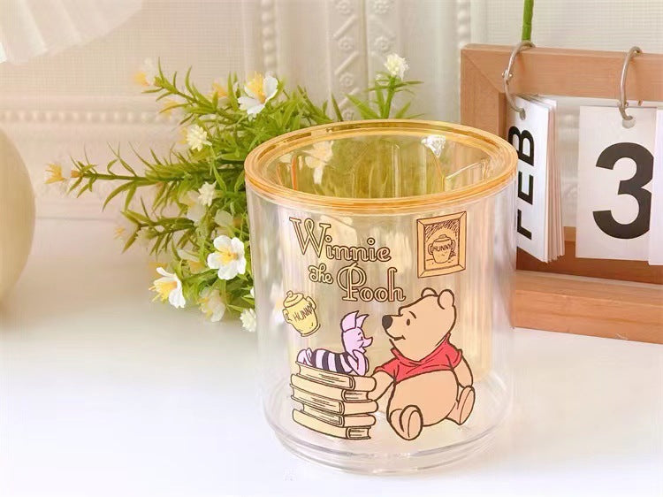 Creative cartoon round large-capacity rotatable pen holder cute Yugui dog student stationery sundries desktop storage container