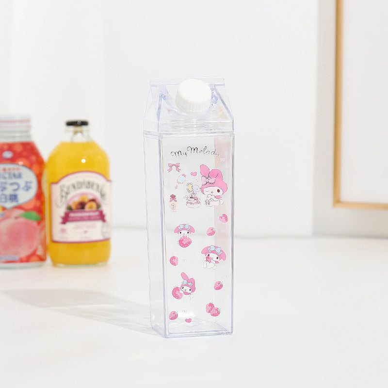 Japanese Kuromi Square Creative Milk Box Beverage Juice Split Bottle Large Capacity Iced Beverage Cup Water Cup