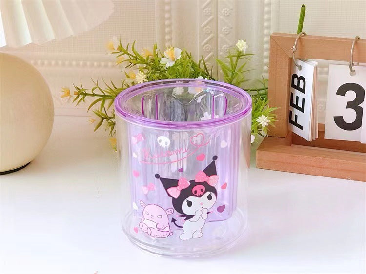 Creative cartoon round large-capacity rotatable pen holder cute Yugui dog student stationery sundries desktop storage container