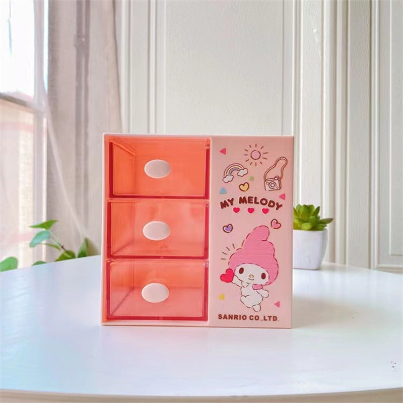 Japanese cute girl heart multi-compartment desktop storage box, student stationery, sundries, pen holder, jewelry storage drawer box