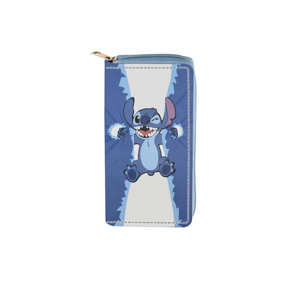 Cross border anime peripheral Stitch PU long zippered wallet 2069 Stitch wallet print