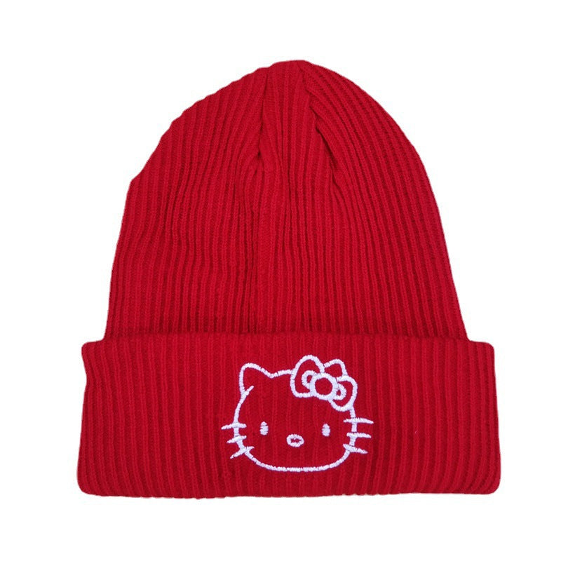 cute cartoon Sanrio embroidered knitted cap wool cap kuromi warm hat