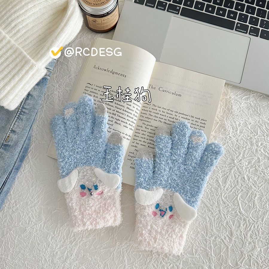 famous products with adult five-finger gloves cute wool warm Sanrio Kulomi Pochacco