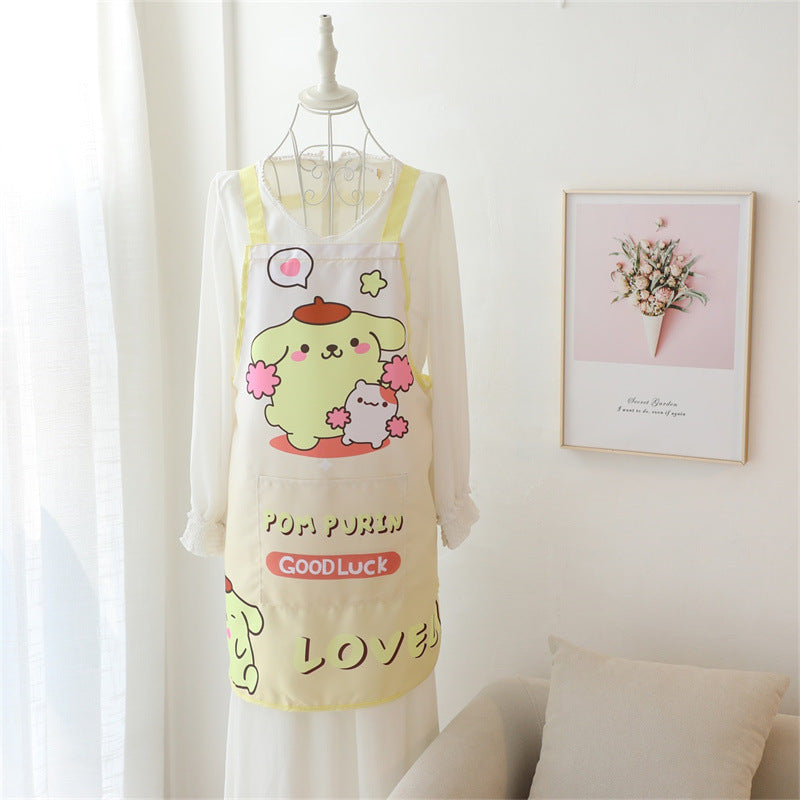 Japanese household anti pollution, anti oil, kitchen cooking apron, cute household work anti dirt sleeveless smock, waist skirt