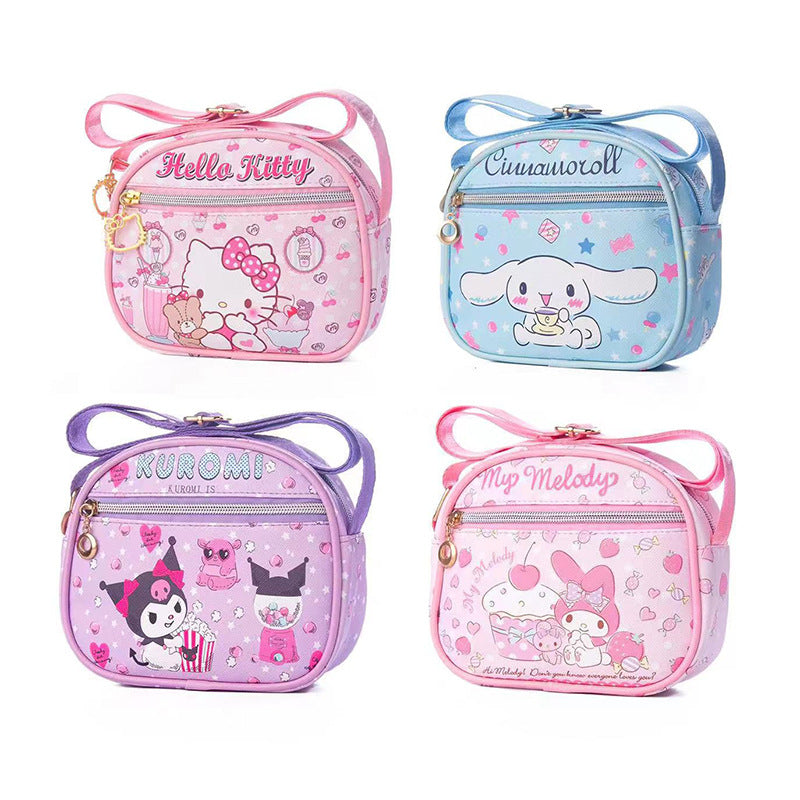 【B-0028】Korean cartoon INS kids mini shoulder cross-body bag leather waterproof zipper key ID storage bag