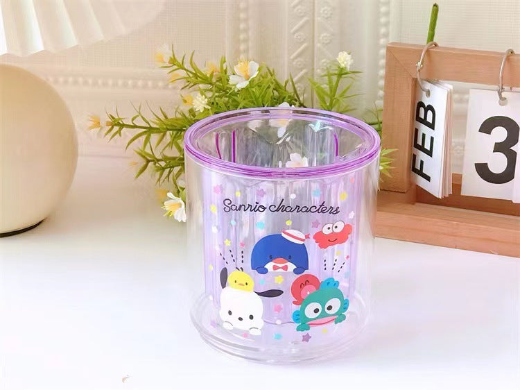 Creative cartoon round large-capacity rotatable pen holder cute Yugui dog student stationery sundries desktop storage container