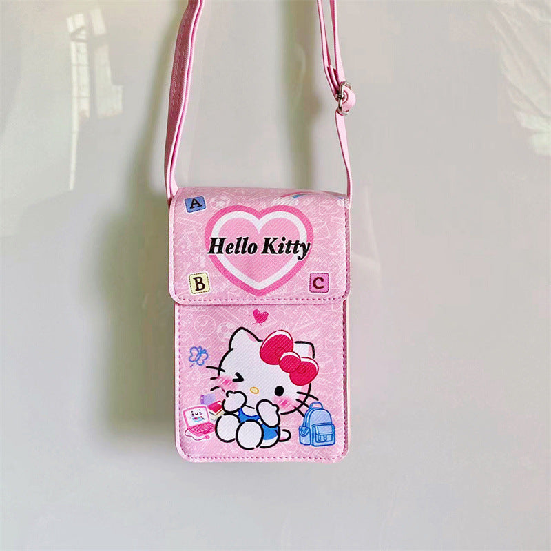 Japanese cute girl heart mobile phone bag portable outing kulomi mobile phone change key storage bag shoulder backpack