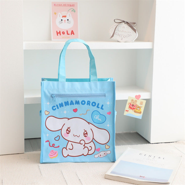 【B-0047】Cartoon cute girl heart ugly fish student tutorial bag portable study bag class textbook bag stationery handbag