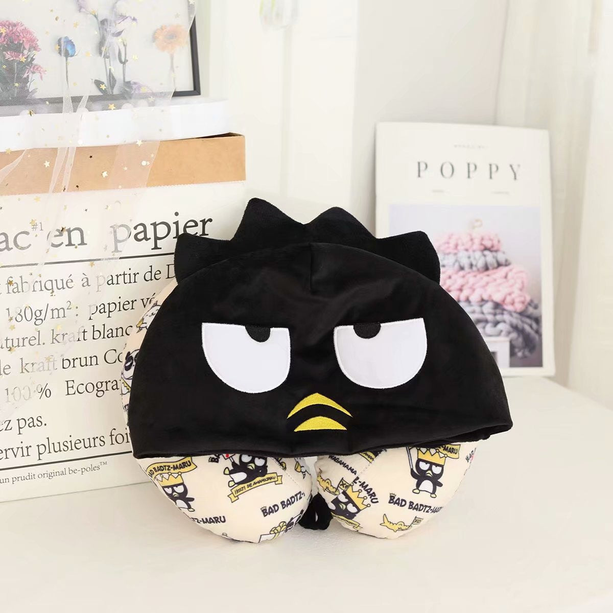 New Cartoon with Cap U-shaped Pillow PP Cotton U-Pillow Driving Portable Travel Pillow Office Nap Neck Protection Lying Pillow