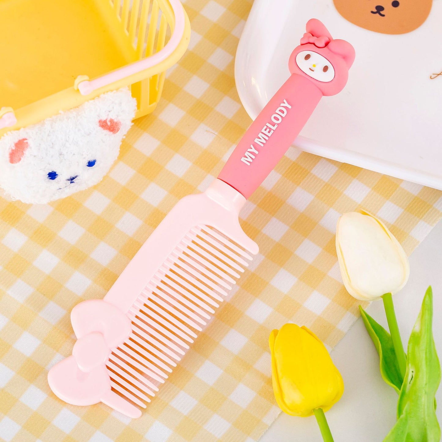 Cartoon Silicone Handle Straight Hair Comb Bow Knot Hairdressing Comb Anti static Massage Comb ML KL