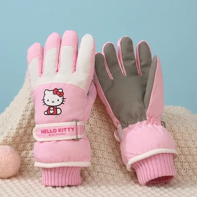 Sanrio family series windproof gloves for adults for adults with KT autumn and winter thickened cycling warm cotton gloves