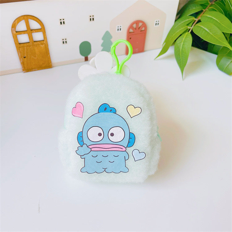 【W-0009】Japanese Cute Girl Heart Plush Pocket Wallet Portable Small Bag PC Dog Earbuds Coin Small Wallet