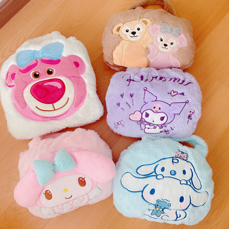 Japanese ins portable cartoon small handbag, pillow blanket, integrated car office blanket, nap air conditioner blanket