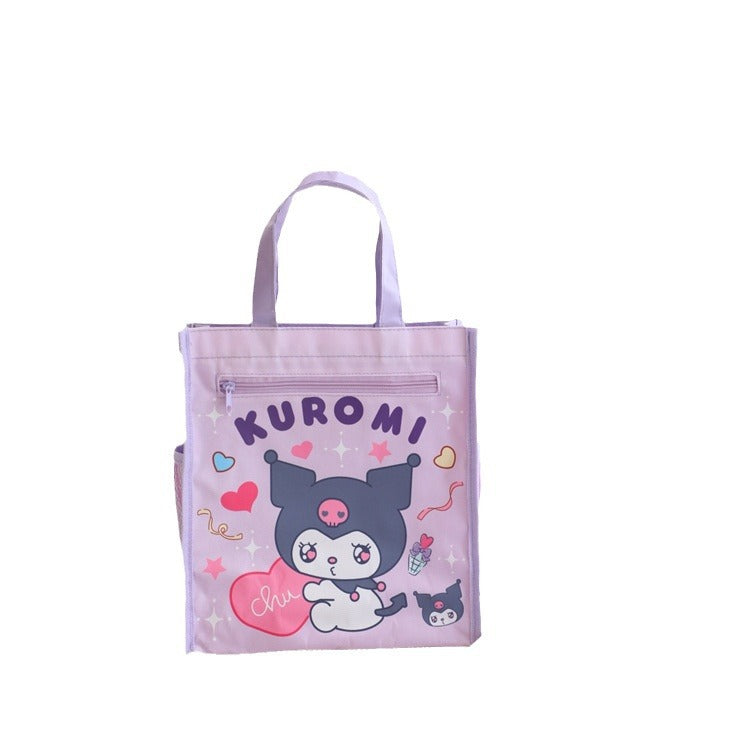 【B-0047】Cartoon cute girl heart ugly fish student tutorial bag portable study bag class textbook bag stationery handbag