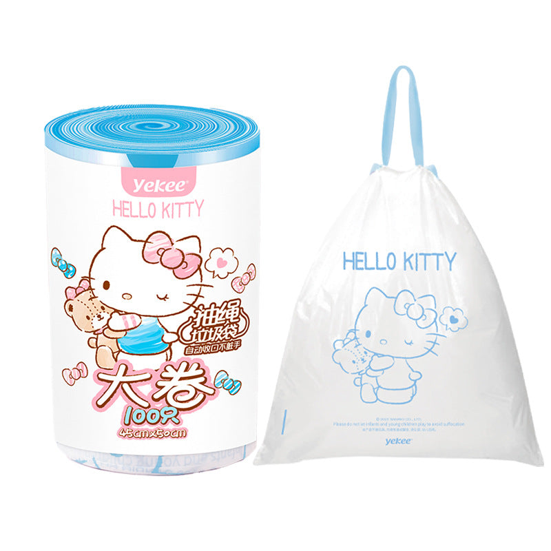 【KT-0011】Sanrio garbage bag household portable 100 large cartoon thick drawstring garbage bag Tik Tok with the same paragraph